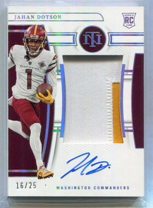 2022 Panini National Treasures Holo Silver Jahan Dotson Rookie Patch Auto 16/25