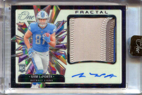 2023 Panini One Fractal Autographs 386 Sam LaPorta Rookie Patch Auto 8/60