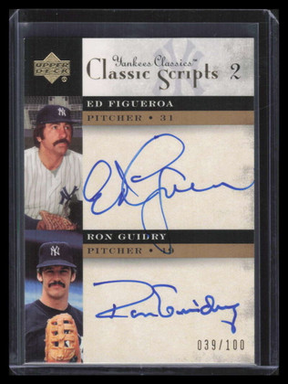 2004 UD Yankees Classics Scripts Dual FG Ed Figueroa Ron Guidry Dual Auto 39/100