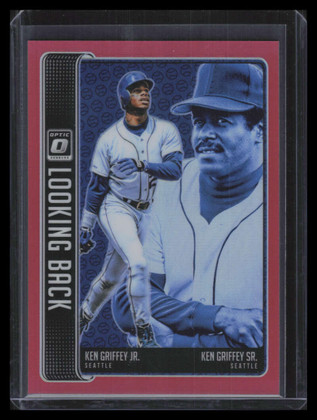 2018 Donruss Optic Looking Back Red 1 Ken Griffey Jr. Sr. Father and Son 36/99