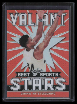 2020 Leaf Best of Sports Orange Valiant Stars vs15 Giannis Antetokounmpo 9/50