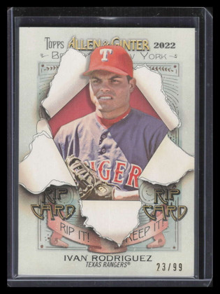 2022 Topps Allen and Ginter Rip Cards Ripped RCIR Ivan Rodriguez 23/99