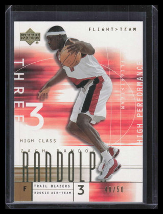 2001-02 Upper Deck Flight Team Gold 113c Zach Randolph Rookie 40/50