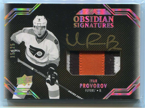 2016-17 UD Black Obsidian Signatures OSIP Ivan Provorov Rookie Patch Auto 15/25