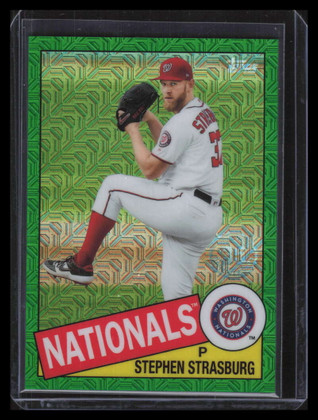 2020 Topps Update '85 Silver Pack Chrome Green Refractor Stephen Strasburg 29/99