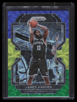 2021-22 Panini Prizm Prizms Choice Blue Yellow and Green 44 James Harden 133299