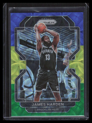 2021-22 Panini Prizm Prizms Choice Blue Yellow and Green 44 James Harden 133300