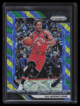 2018-19 Panini Prizm Prizms Choice Blue Yellow and Green 271 DeMar DeRozan