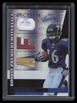 2007 Absolute RPM AFC/NFC Prime 275 Yamon Figurs Rookie Triple Ball Patch 3/10