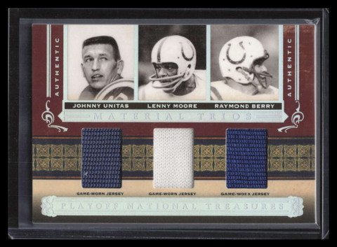 2006 Playoff National Treasures Trios Moore Berry Unitas Triple Jersey Sample