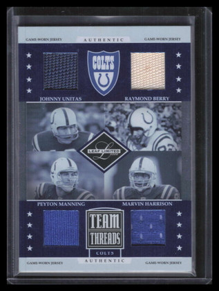2006 Leaf Limited Team Threads Harrison Berry Manning Unitas Quad Jersey Sample