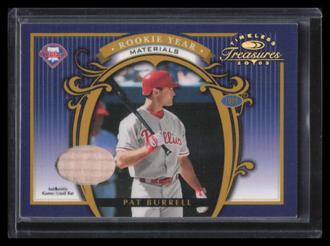 2003 Timeless Treasures Rookie Year Parallel 27 Pat Burrell 1999 Used Bat 3/99