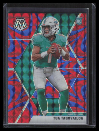 2020 Panini Mosaic Mosaic Reactive Blue Refractor 203 Tua Tagovailoa Rookie