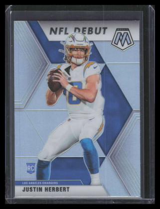 2020 Panini Mosaic Silver Refractor 263 Justin Herbert DEB Rookie NFL Debut