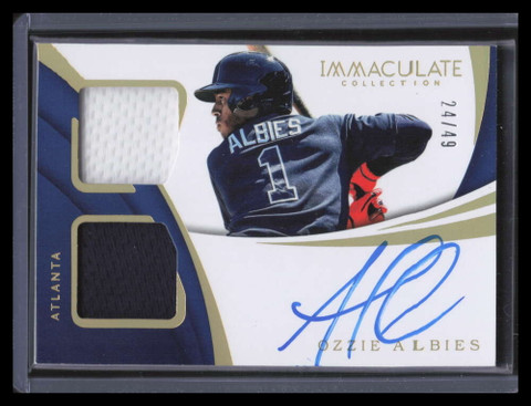 2018 Immaculate Autographs Gold 2 Ozzie Albies Rookie Dual Jersey Auto 24/49