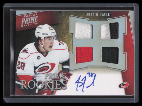 2011-12 Panini Prime Holosilver Autographs Justin Faulk RC Jersey Patch Auto /50
