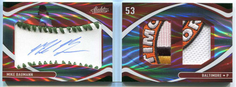 2022 Absolute Booklet Signatures Mike Baumann Rookie Dual Logo Patch Auto 3/5