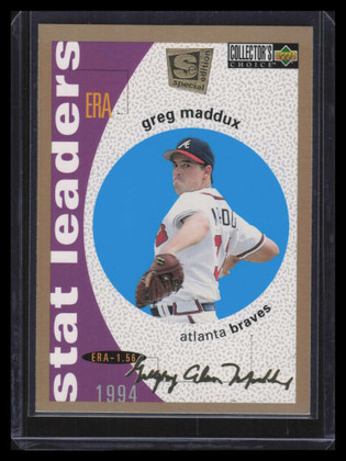 1995 Collector's Choice SE Gold Signature 142 Greg Maddux STL Stat Leaders
