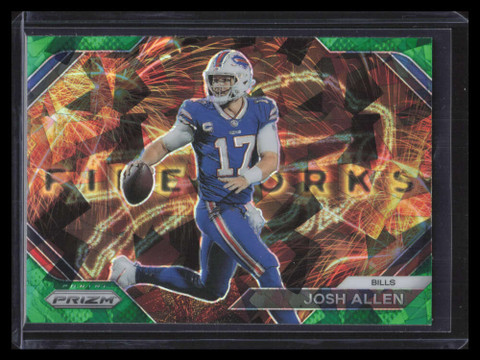 2023 Panini Prizm Fireworks Prizms Green Ice Refractor 4 Josh Allen
