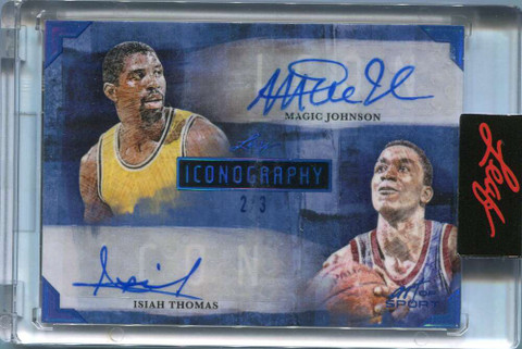 2021 Leaf Art of Sport Iconography Autographs Thomas Magic Johnson Dual Auto 2/3