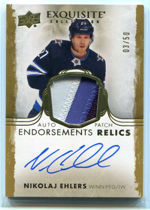 2021-22 Exquisite Endorsement Patch Autographs Nikolaj Ehlers Patch Auto 3/50