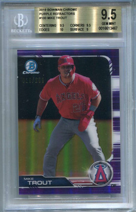 2019 Bowman Chrome Purple Refractor 100 Mike Trout 19/250 BGS 9.5 GEM MINT