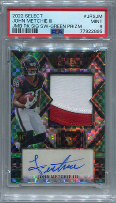 2022 Select Prizm Green John Metchie III Rookie Jumbo Patch Auto 1/5 PSA 9 MINT