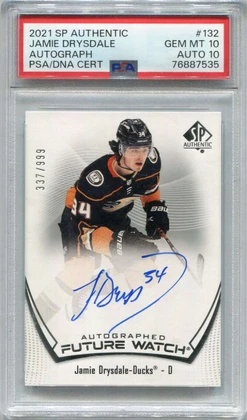 2021-22 SP Authentic 132 Jamie Drysdale Rookie Auto 337/999 Future Watch PSA 10