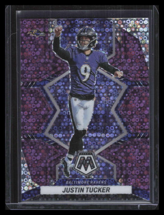 2022 Panini Mosaic Mosaic No Huddle Purple Refractor 18 Justin Tucker 17/50
