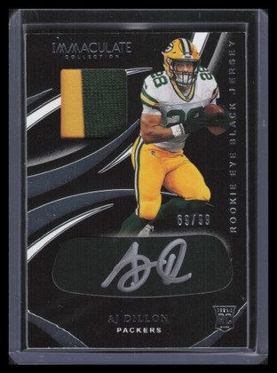 2020 Immaculate Eye Black Autograph Jerseys A. J. Dillon Rookie Patch Auto 69/99