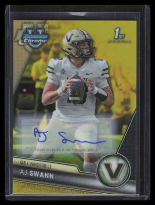 2023 Bowman Chrome U Autographs Yellow Refractor 116 AJ Swann Rookie Auto 66/75