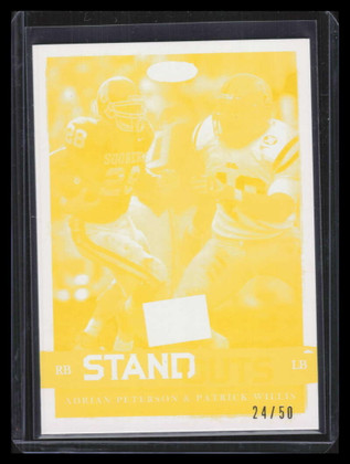 2008 SAGE HIT Make Ready Yellow 67 Patrick Willis Adrian Peterson 24/50