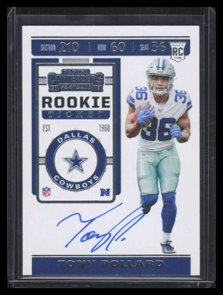 2019 Panini Contenders 135a Tony Pollard Rookie Auto