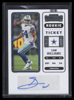 2022 Panini Contenders 174a Sam Williams Rookie Auto