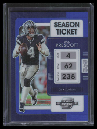 2021 Panini Contenders Optic Blue 11 Dak Prescott 37/99