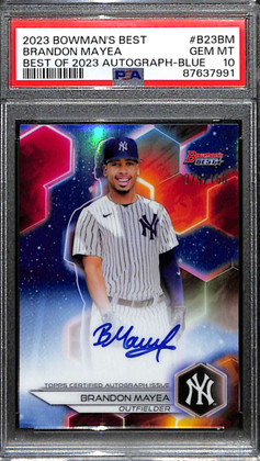 2023 Bowman's Best Autographs Blue Refractor Brando Mayea RC Auto 79/150 PSA 10