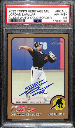 2022 Topps Heritage Minors Real One Gold Jordan Lawlar Rookie Auto 20/25 PSA 8.5
