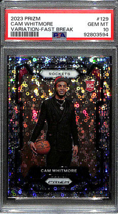 2023-24 Panini Prizm Variations Fast Break 129 Cam Whitmore Rookie PSA 10 GEM MT