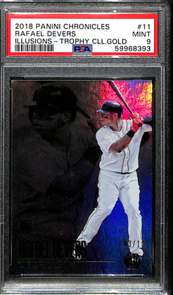 2018 Panini Illusions Trophy Collection Gold 11 Rafael Devers Rookie 3/10 PSA 9