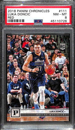 2018 Panini Chronicles Red 111 Luka Doncic Panini Rookie 120/149 PSA 8 NM-MT