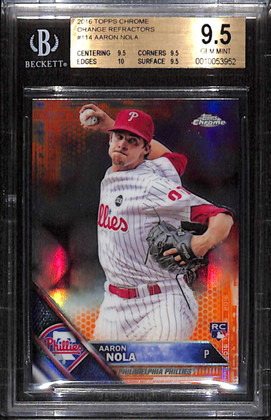 2016 Topps Chrome Orange Refractor 114 Aaron Nola Rookie 20/25 BGS 9.5 GEM MINT