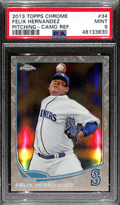 2013 Topps Chrome Camo Refractor 34 Felix Hernandez 11/15 PSA 9 MINT