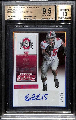 2016 Panini Contenders Draft Bowl 105a Ezekiel Elliott RC Auto 39/99 BGS 9.5 10