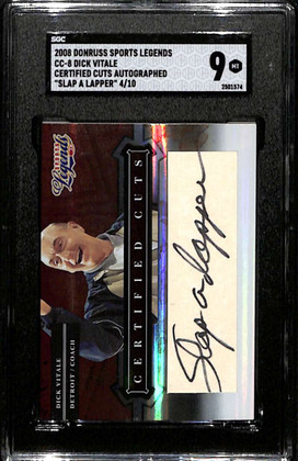 2008 Donruss Legends Certified Cuts Dick Vitale Slap A Lapper Auto 4/10 SGC 9 MT
