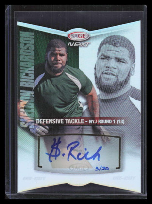 2013 SAGE Next Acetate Die Cut 37 Sheldon Richardson Rookie Auto 3/20