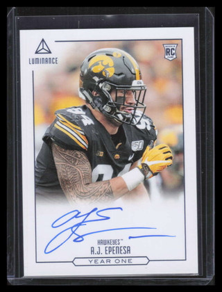 2020 Panini Luminance Year One Signatures 6 A. J. Epenesa Rookie Auto