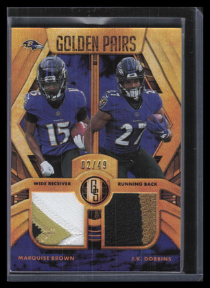 2021 Panini Gold Standard Golden Pairs 8 Dobbins Marquise Brown Dual Patch 2/49