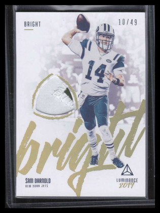 2019 Panini Luminance Bright Beginnings Materials Gold Sam Darnold Patch 10/49