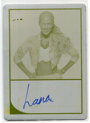 2016 Topps WWE Road to WrestleMania Printing Plate Yellow NNO Lana Auto 1/1