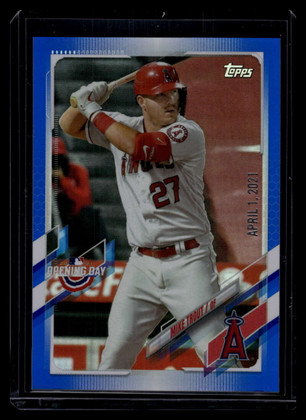 2021 Topps Opening Day Blue Foil 27 Mike Trout